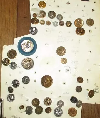 Lot 41 Antique & Vintage Buttons - Metal & Metalized Plastic Heads Coin Type ++ • $19.99