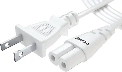 White TV Power Cord 12Ft Cable For Samsung LG TCL Sony: 2 Prong AC Wall Plug 2-S • $14.64