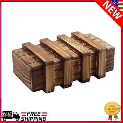 Magic Compartment Wooden Puzzle Box With Secret Drawer Brain Teaser • $10.83