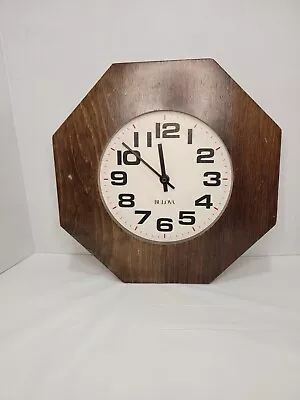 Vintage MCM Wooden Octagon Shaped Bulova Clock 11-1/2  In Dia • $20