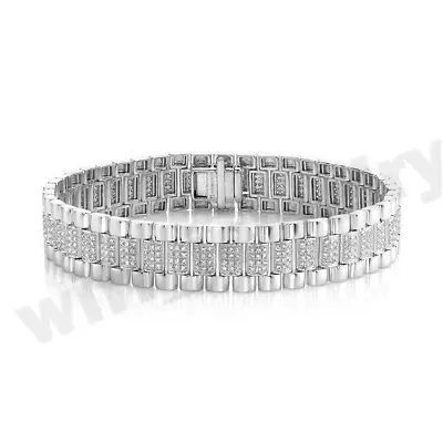 12Ct Round Cut Real Moissanite Diamond Men's Tennis Bracelet 925 Sterling Silver • $351.35