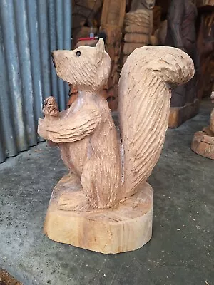 Chainsaw Carving Squirrel Great Gift Idea Elm Wood Home Garden  Sculpture Craft  • £160