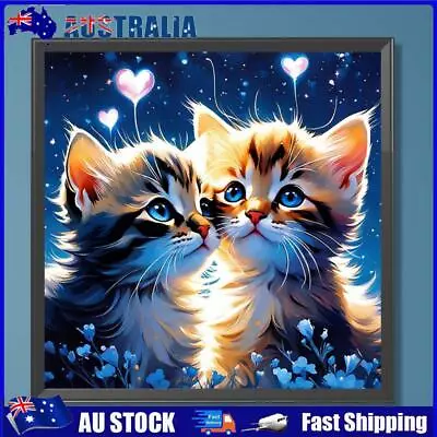 AU 5D DIY Full Round Drill Diamond Painting Two Cats Kit Home Decoration 30x30cm • $9.82