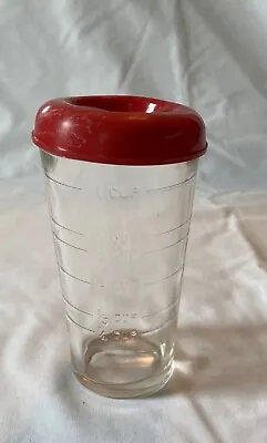 Vintage Glass Shaker Mixing & Measuring Cup Manual Mixer Unique Lid & Bottom • $15.75