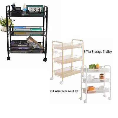 3 Tier Removable Kitchen Trolley Rack Holder Storage Shelf Organizer Wheels • $44.99