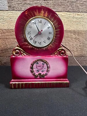 Vintage Oxford Metal Spinning Maroon And Gold Clock W/Sessions Movement Working • $15
