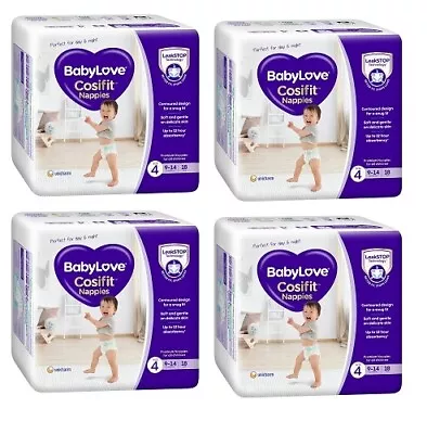 4 X BabyLove Cosifit Nappies Convenience Toddler 9-14kg Size 4 18 Nappies • $71.04