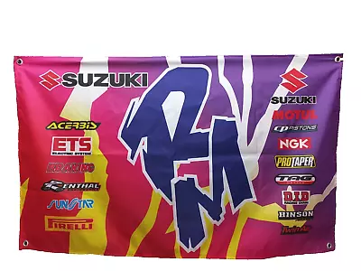 Vtg Motocross Enduro Flag Banner Sign Logo Jt Usa Suzuki Rm1992 Room Garage Shop • $35