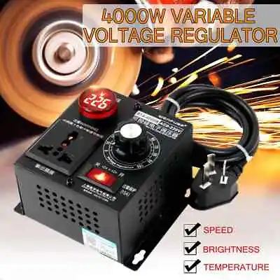 £18.65 • Buy AC SCR Variable Voltage Regulator Motor Speed Fan Controller Dimmer 220V 4000W