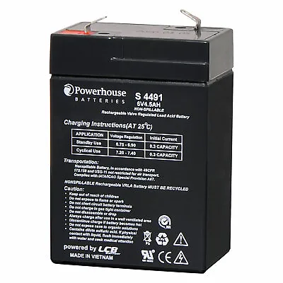 Powerhouse 6V 4.5Ah Sealed Lead Acid (SLA) Battery 4.8mm/F1 • $14.95