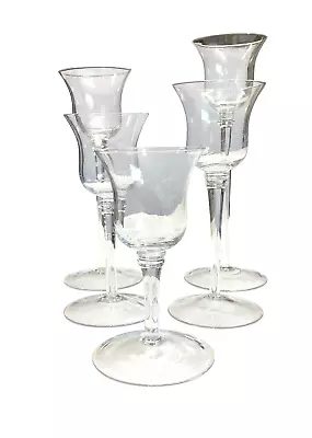 5 Long Stemmed Votive Clear Glass Candleholders All Different Heights READ • $40.10