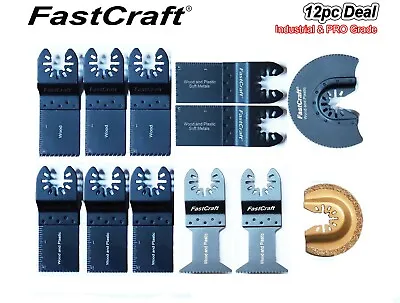 12pc Oscillating Blades For FastCraft Fein Bosch Dewalt Dremel Makita Multi Tool • $31.99