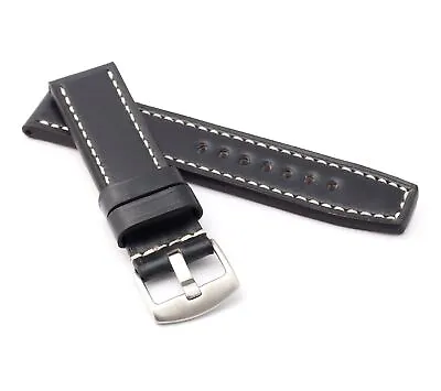 Marino Parallel : SHELL CORDOVAN Leather Watch Strap BLACK 22 24 & 26mm • £45