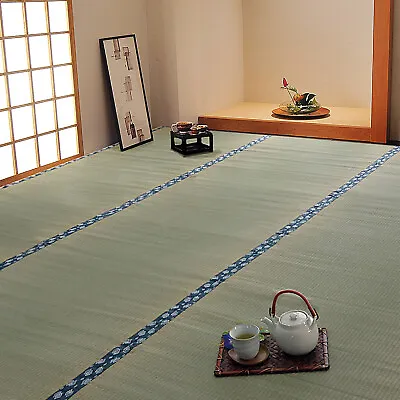 IKEHIKO Tatami Mat 100% Japanese Rush Grass Rug Goza Floor Green Igusa Mat 1111 • £417.48