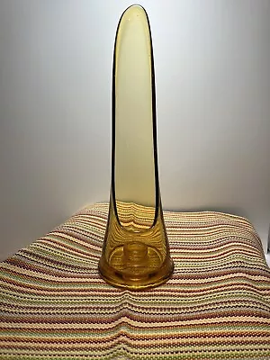 Vintage Mid Century Amber LE Smith Glass Taper Glow Candle Holder 12' Tall  • $25