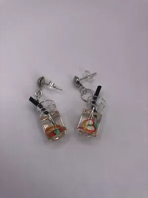 Handmade Earrings- Cocktail Glass- Apple Charm Fruit Slices- Stud Fasteners • £4