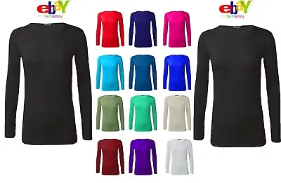 Women's Long Sleeve Pure Cotton Top New Ladies Crew Neck Causal T-Shirt Fashions • £3.95