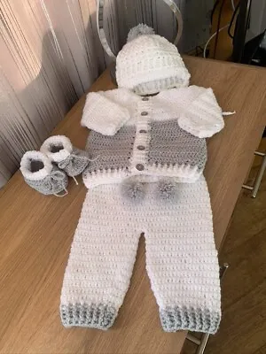 £14.99 • Buy BABY Boy Pram Set 0 To 3 Months Crochet Handmade Gift (Fits Reborn)
