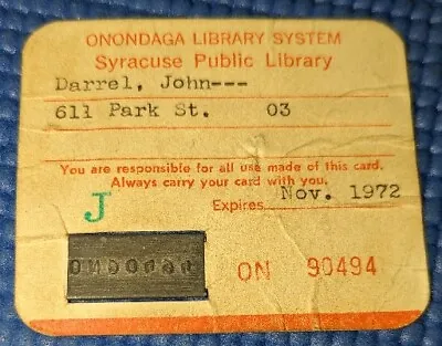 Vintage 1972 Syracuse Public Library Card From The Onondaga Library System  • $24.99