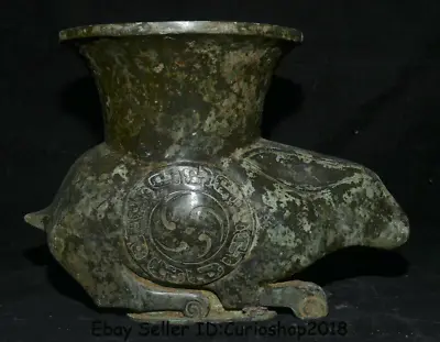 £410.98 • Buy 12.2  Antique Old Chinese Bronze Ware Dynasty Rabbit Zun Vase Drinking Vessel