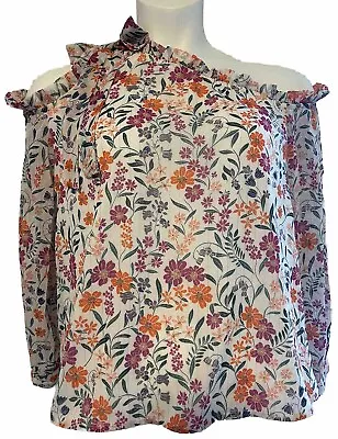 🌸CeCe Floral Cold Shoulder Blouse Top-Size L • $10