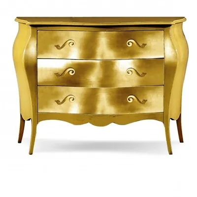 $1494.68 • Buy Dresser' Chest Of Drawers Bedside Table With 3 Silver Gold Shabby Chic Art Poor