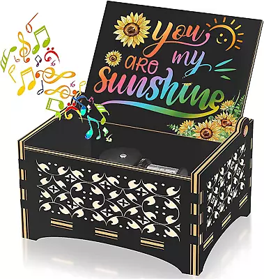 $8.31 • Buy You Are My Sunshine Music Box, Sunflower Wind Up Wooden Vintage Engraved Musical