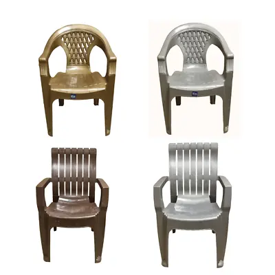 New Strong Rattan Plastic Garden Chairs Stackable Royal And Rectangular Shapes • £54.99