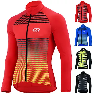 £15.26 • Buy DIDOO Mens Cycling Jersey Winter Sports Bicycle Long Sleeve Racing Full Zip Tops