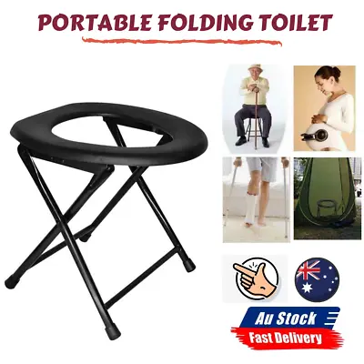 Portable Folding Toilet Outdoor Camp Travel Camping Hunting Caravan Black • $22.99