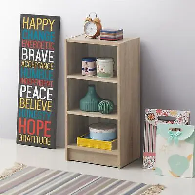 Small 3 Tier Cube Bookcase Display Shelving Storage Unit Furniture Sonoma Oak • £21.99