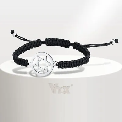 Braided Rope String Men Bracelet Cuff Bangle Jewish Star Of David Charm Dad Gift • $13.59