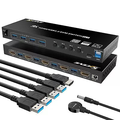 KVM Switch HDMI 4 Port USB 3.0 KVM Switches 4K 60HZ HDMI And USB Switcher With • $117.15