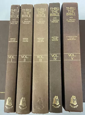 THRU THE BIBLE  5 VOLUME SET J. Vernon Mcgee COMPLETE COMMENTARY Hardcover • $95