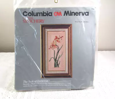 Columbia Minerva Crewel Stitchery Kit 7714 Vtg 1984 Floral Lily Lattice 16x27 • $13.99