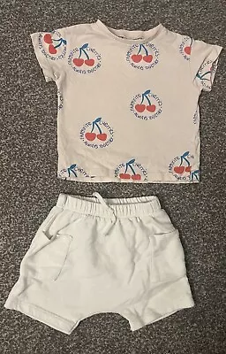 Zara Girls Cherry 2 Piece Set 3-6M • £2.50