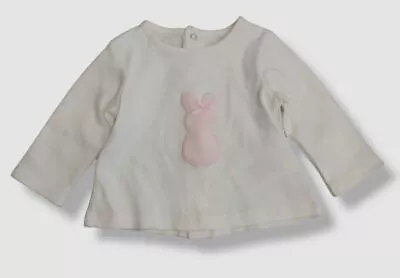 $26 Mayoral Baby Girl's White Long Sleeve Bunny Snap Top Size 1-2M • $7.98