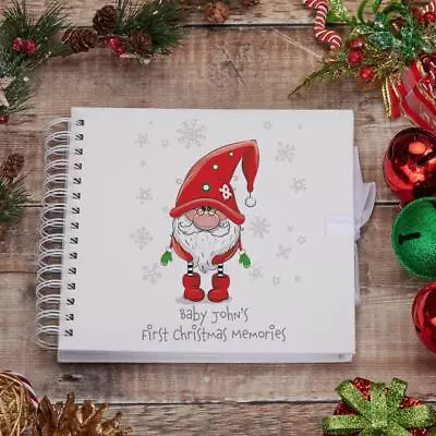 Personalised Baby's First Christmas Scrapbook Photo Album With Gnome UV-1132 • £15.99