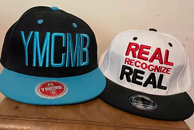 2x YMCMB Real Recognise Real Snapback Embroidered Baseball Cap Black White • £12.99