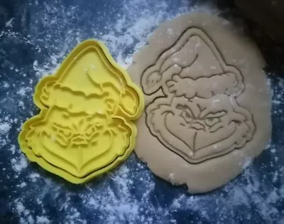 £5.99 • Buy 3D Grinch Face Christmas Biscuit Cake Cookie Or Fondant Cutter & Embosser  10cm