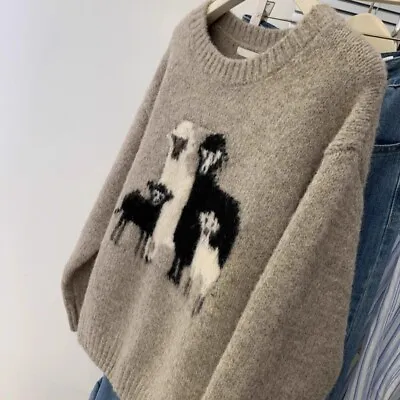 Gray Knitwear Jumper Pullover Women Round Neck Soft Warm Casual Sheep Sweaters** • £31.19
