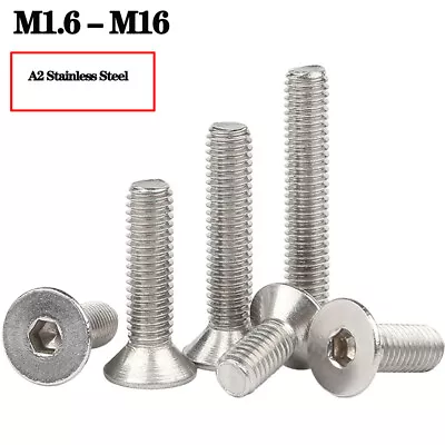 £1.74 • Buy M1.6 M2 M2.5 M3 M4-M16 Hex Allen Hexagon Socket Flat Countersunk Head Screw Bolt