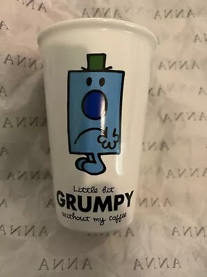 Mr Grumpy  Little Bit Grumpy” Travel Mug Cup Porcelain Hot/cold Ex Cond • £9.99