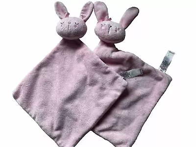 2x ASDA George Pink Sleeping Bunny Rabbit Baby Comforter Blanket • £14.99