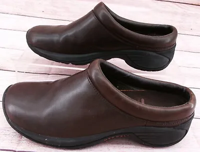 Merrell Encore Nova Womens Size 6 Leather Comfort Shoe Mule Slip On Smooth Brown • $28