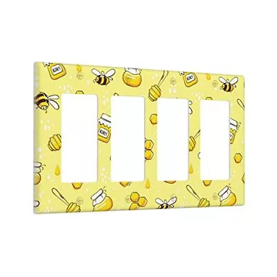 Cute Yellow Bees Light Switch Cover Decorative Quad Rocker Outlet Decora Wall... • $13.84