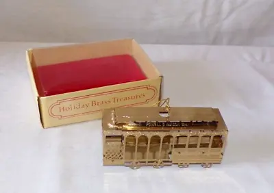 VTG Russ Powell & Mason Cable Car Trolly Brass Metal Christmas Ornament Gold • $24.99