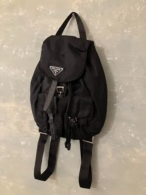 Prada Vela Black Nylon Mini Backpack Black • $261.25