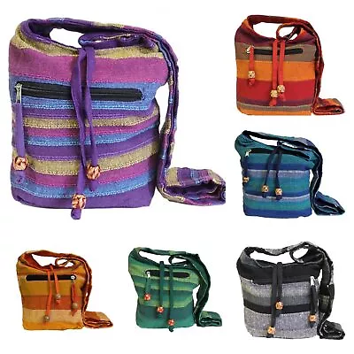 Ladies Casual Shoulder Bag Nepal Woven Hippie Boho Hobo Ethnic Sling Cotton Bags • £11.75