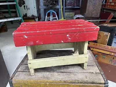 Vintage Shabby Chic Cottage Primitive Wooden Foot Step Stool Painted • $85